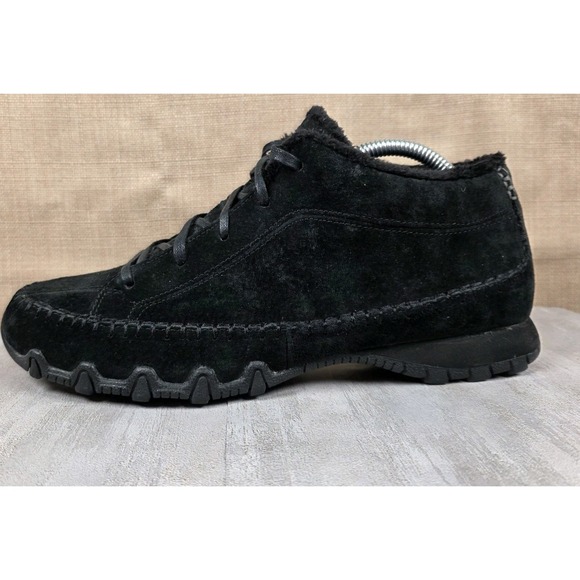 Skechers Bikers Totem Pole Black Suede Faux Fur Ankle Boots Womens Size 10 - Picture 5 of 10